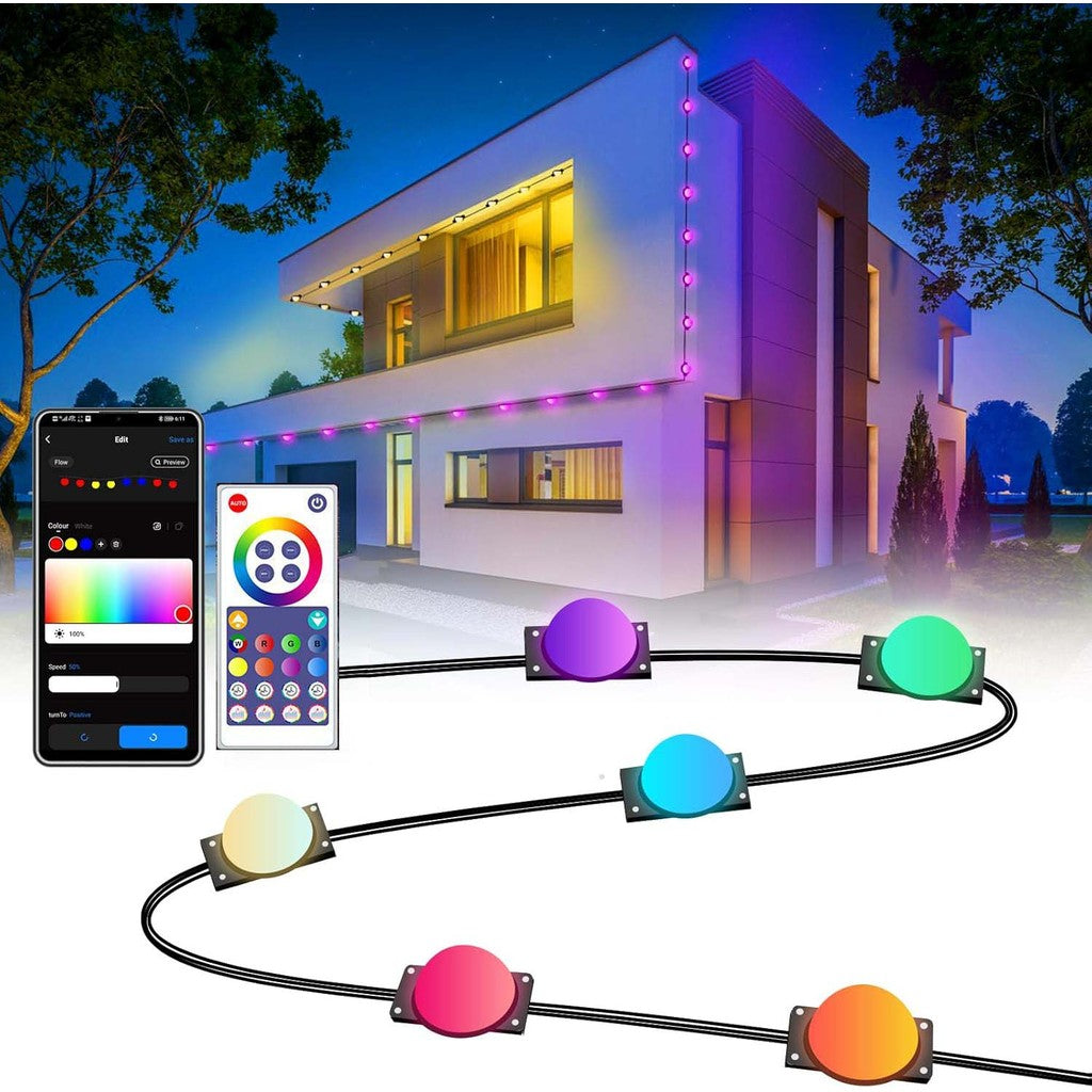 Permanent Outdoor Lights, Smart RainbowColor RGB IC Light,  Eaves Lights IP65 Waterproof for Holidays, Christmas, Daily Lighting, WiFi APP Voice Control