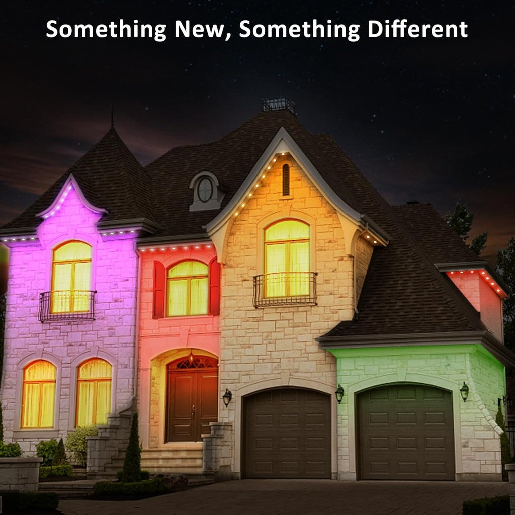 Permanent Outdoor Lights, Smart RainbowColor RGB IC Light,  Eaves Lights IP65 Waterproof for Holidays, Christmas, Daily Lighting, WiFi APP Voice Control