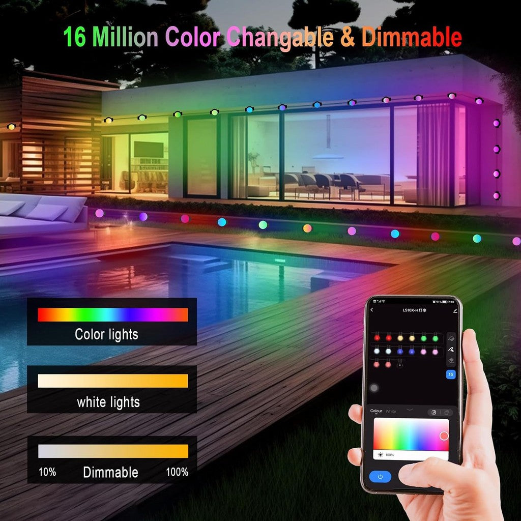 Permanent Outdoor Lights, Smart RainbowColor RGB IC Light,  Eaves Lights IP65 Waterproof for Holidays, Christmas, Daily Lighting, WiFi APP Voice Control