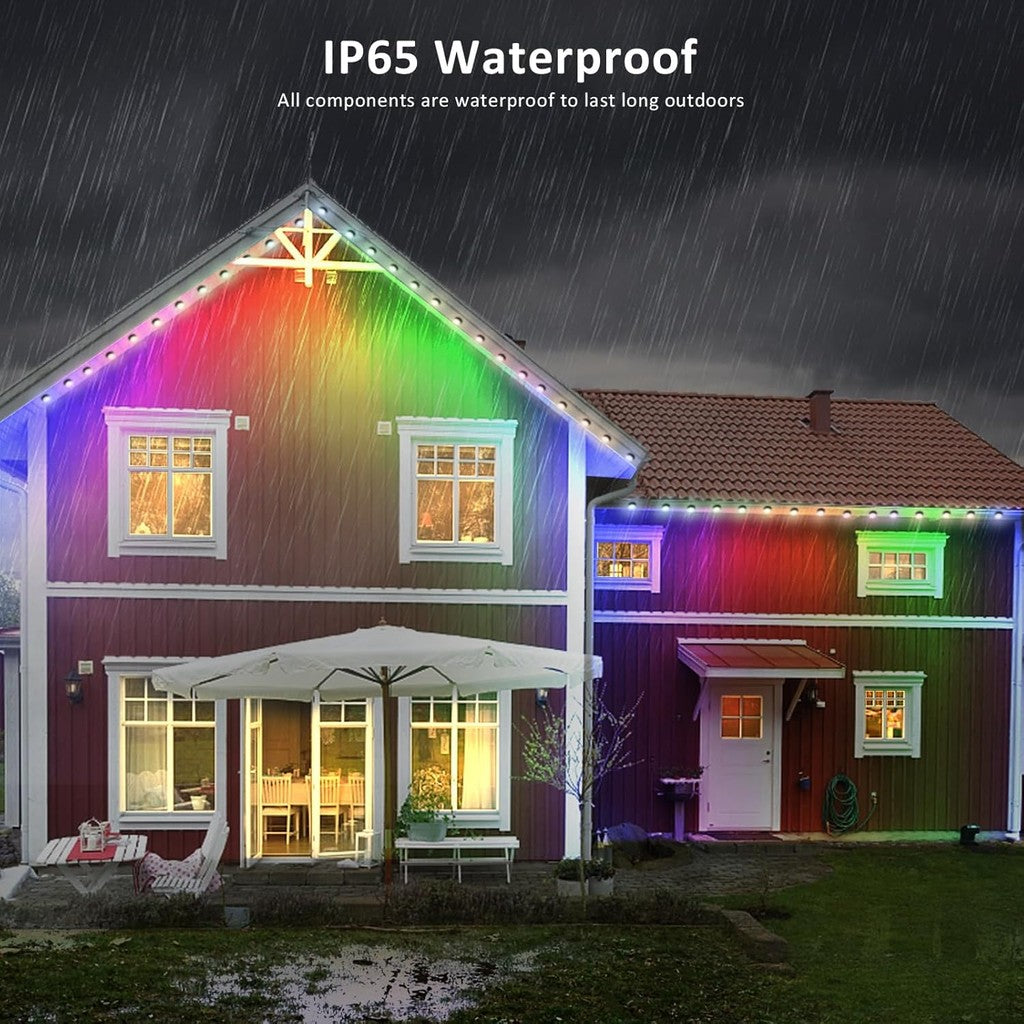 Permanent Outdoor Lights, Smart RainbowColor RGB IC Light,  Eaves Lights IP65 Waterproof for Holidays, Christmas, Daily Lighting, WiFi APP Voice Control