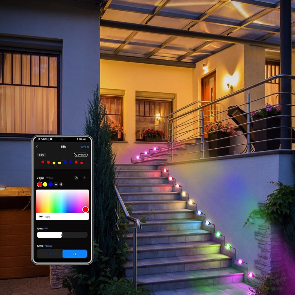 Permanent Outdoor Lights, Smart RainbowColor RGB IC Light,  Eaves Lights IP65 Waterproof for Holidays, Christmas, Daily Lighting, WiFi APP Voice Control